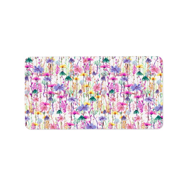 Vibrant Watercolor Wildflowers Label (Front)