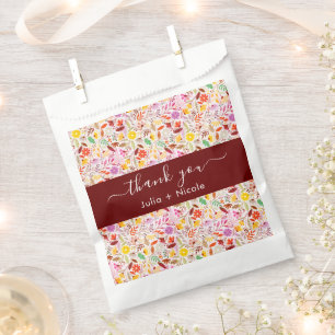 Vibrant Watercolors Summer Tulip Flowers Wedding Favour Bag