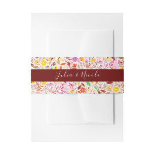 Vibrant Watercolors Summer Tulip Flowers Wedding Invitation Belly Band