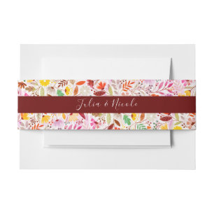 Vibrant Watercolors Summer Tulip Flowers Wedding Invitation Belly Band