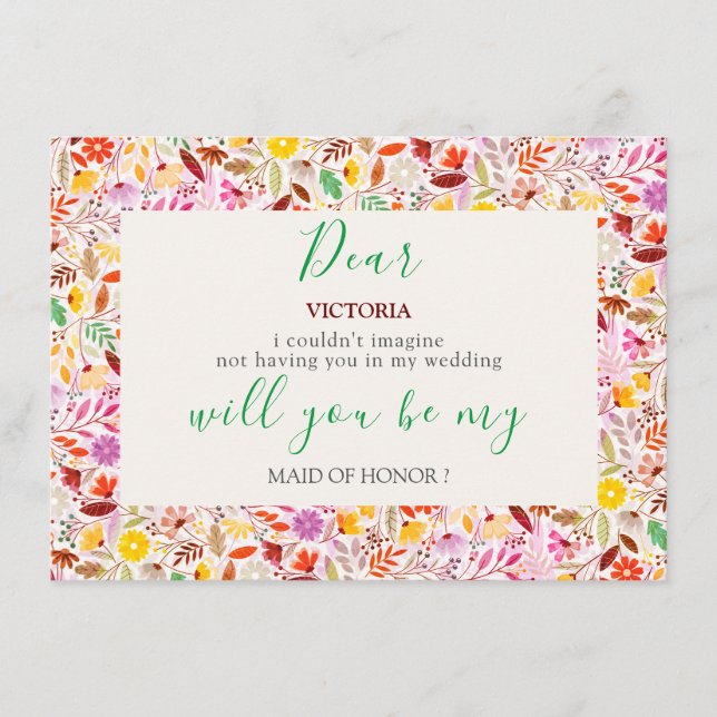 Vibrant Watercolors Summer Tulip Flowers Wedding Menu (Front)
