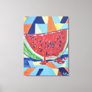 Vibrant Watermelon Slice Abstract Canvas Print