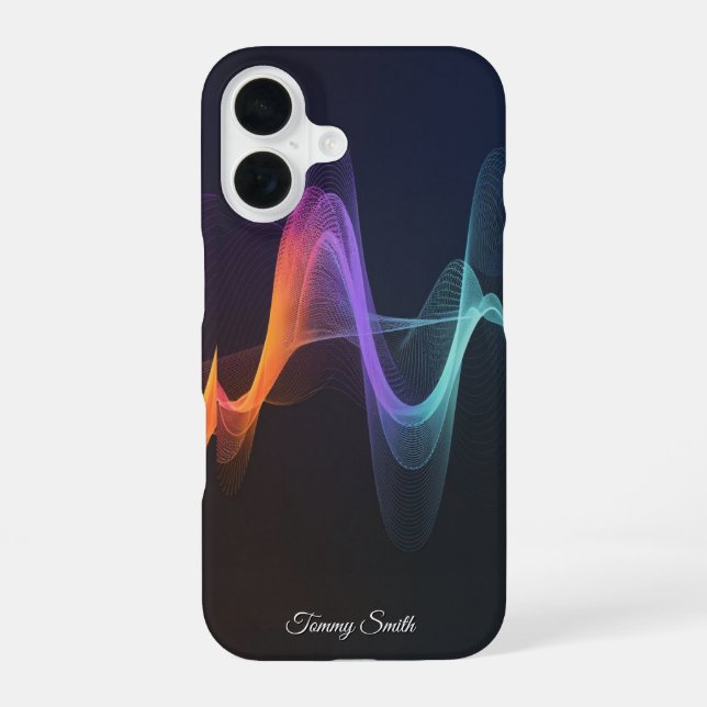 Vibrant Waves Abstract Digital Art iPhone 16 Case (Back)