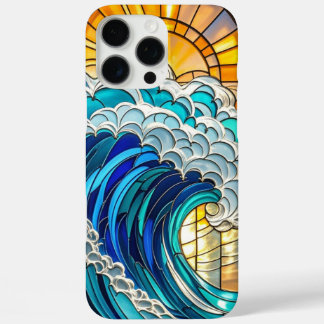 Vibrant Waves & Sun Rays Stained Glass – Art Meets iPhone 16 Pro Max Case