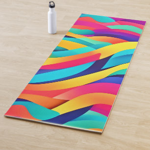 Vibrant Wavy Abstract Art Yoga Mat