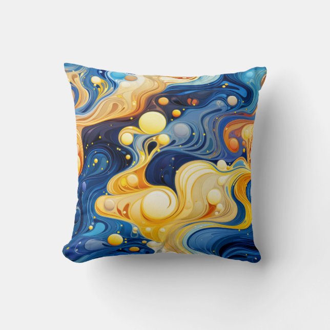 Vibrant Wavy Design Art Throw Pillow (Front)