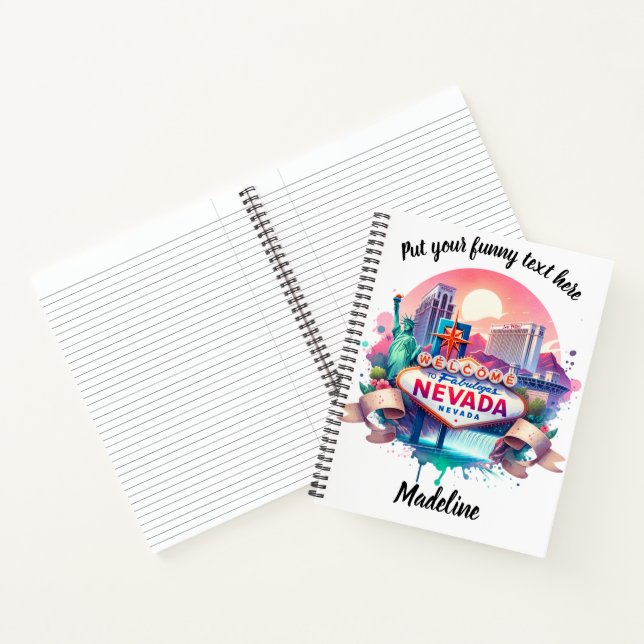 Vibrant welcome sign for Nevada's attractions Notebook (Inside)