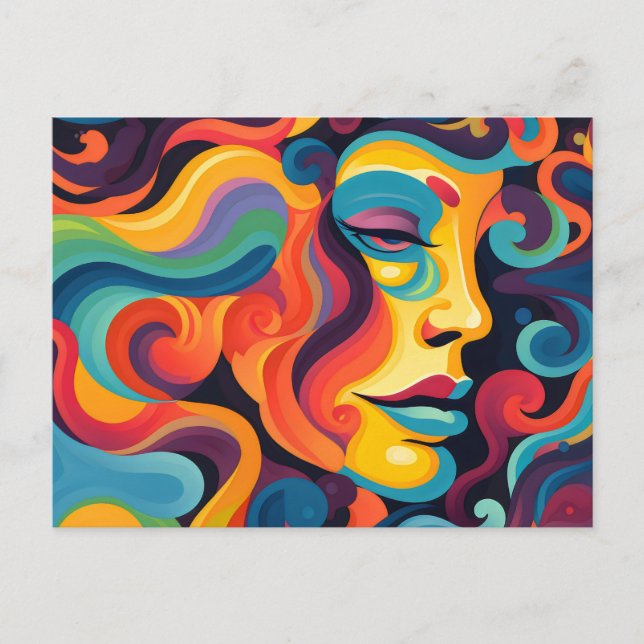 Vibrant Whirl of Emotions Postcard (Front)