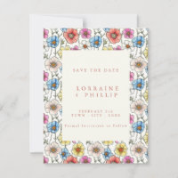 Vibrant wild flowers seamless pattern wedding