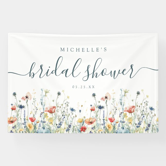 Vibrant Wildflower Bridal Shower Banner (Horizontal)