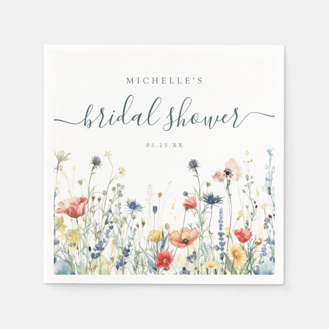 Vibrant Wildflower Bridal Shower Napkin (Front)