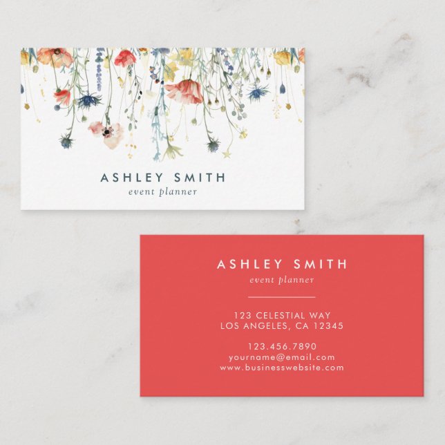 Vibrant Wildflower Business Card (Front/Back)