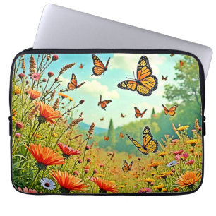 Vibrant Wildflower Butterfly Joy Design Laptop Sleeve