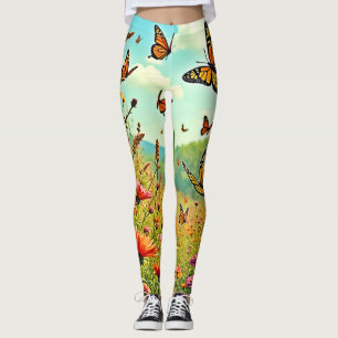 Vibrant Wildflower Butterfly Joy Design Leggings