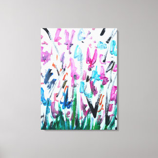 Vibrant Wildflower Field Abstract Canvas Print