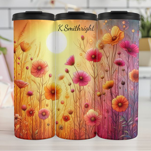 Vibrant Wildflower Field Sunset Thermal Tumbler (Creator Uploaded)