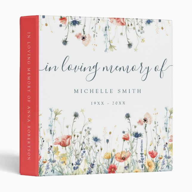 Vibrant Wildflower Memorial Funeral Binder (Front/Spine)