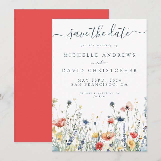 Vibrant Wildflower Save The Date (Front/Back)