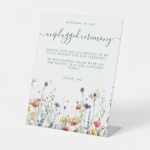 Vibrant Wildflower Unplugged Ceremony Pedestal Sign