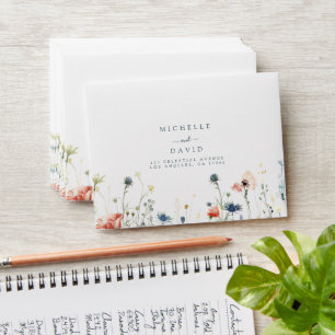 Vibrant Wildflower Wedding Self-Addressed RSVP Envelope