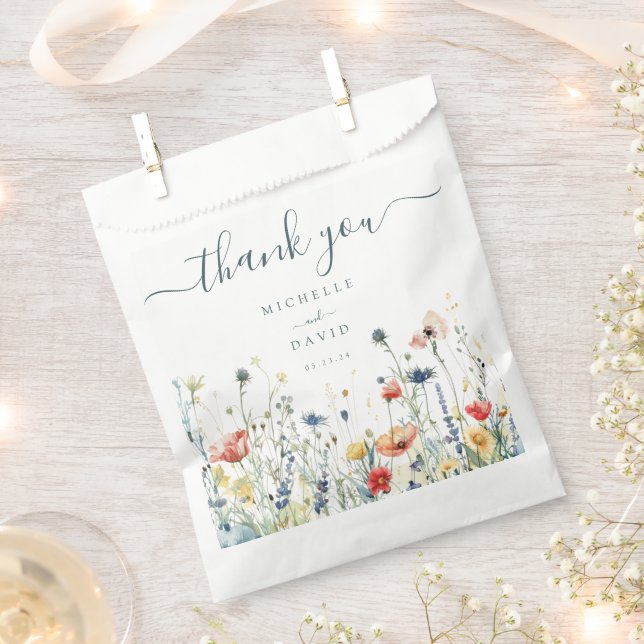 Vibrant Wildflower Wedding Thank You Favour Bag (Clipped)
