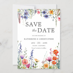 Vibrant Wildflowers Elegant Wedding Save the Date Magnetic Invitation