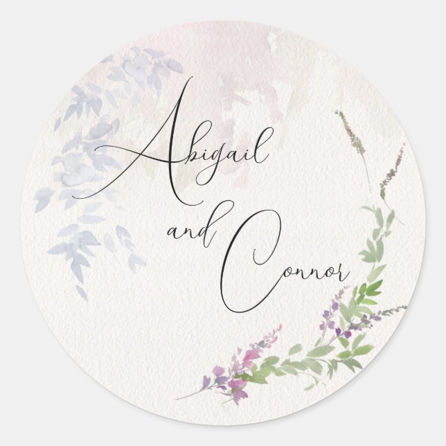Vibrant Wildflowers Pink Violet Classic Round Sticker (Front)