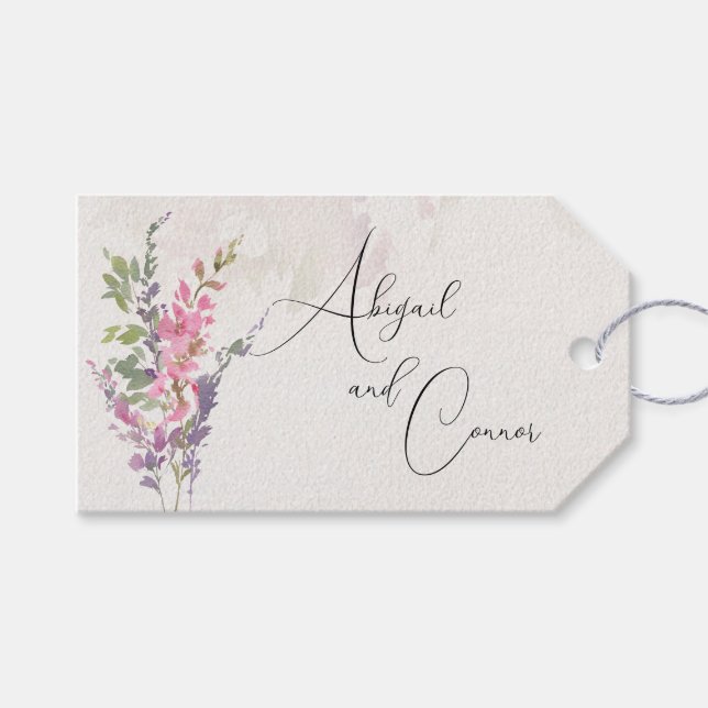 Vibrant Wildflowers Pink Violet Gift Tags (Front (Horizontal))