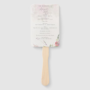 Vibrant Wildflowers Pink Violet Yellow Program Hand Fan