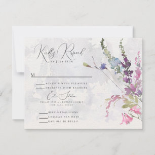 Vibrant Wildflowers Pink Violet Yellow RSVP Card