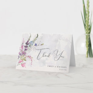 Vibrant Wildflowers Pink Violet Yellow Thank You Card