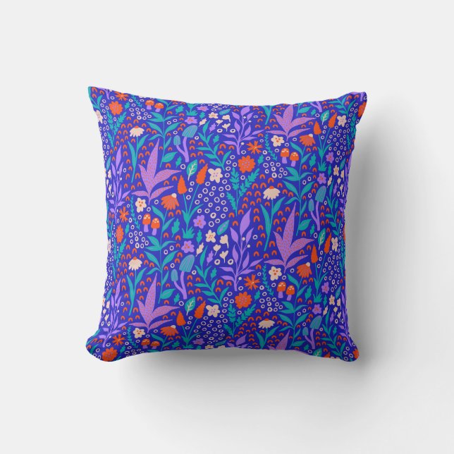 Vibrant Wildflowers Throw Pillow (Front)