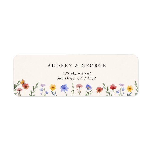 Vibrant Wildflowers Wedding Return Address (Devant)