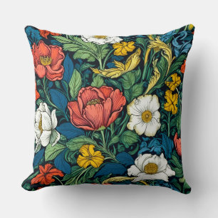  Vibrant William Morris Art Nouveau Floral Throw Pillow