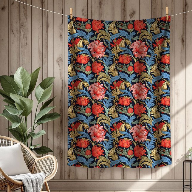 Vibrant William Morris Timeless Floral Elegance Fleece Blanket (Vibrant William Morris Timeless Floral Elegance Fleece Blanket)