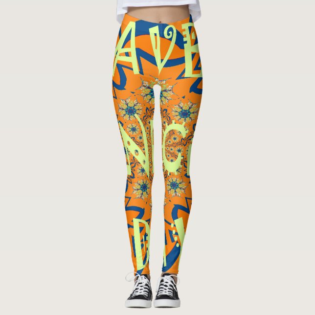 Vibrant Wishes: Have a Nice Day Art Print Design Leggings (Front)