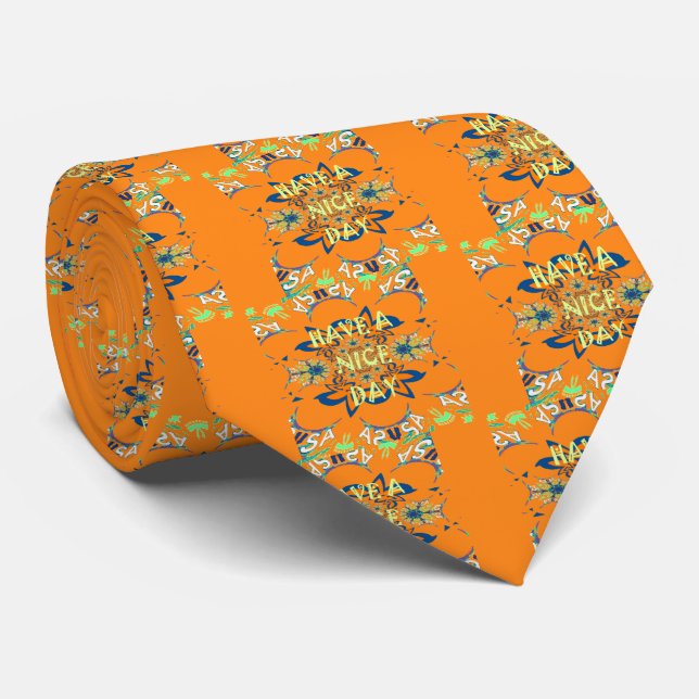 Vibrant Wishes: Have a Nice Day Art Print Design Tie (Rolled)