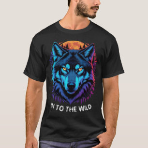 Vibrant Wolf Stare Wildlife Art Fierce Gaze T-Shirt