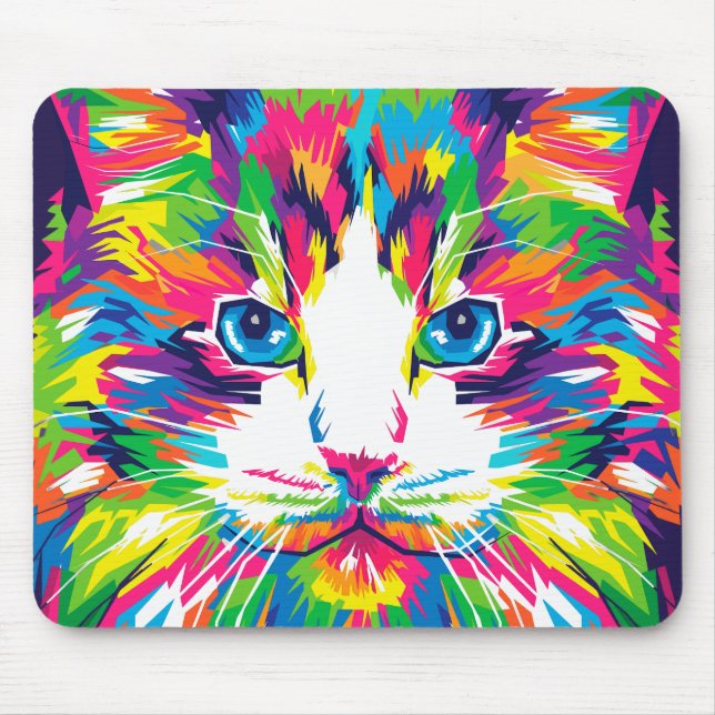 Vibrant WPAP Cat Mouse Pad (Front)