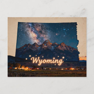 Vibrant Wyoming Conceptual Map Postcard