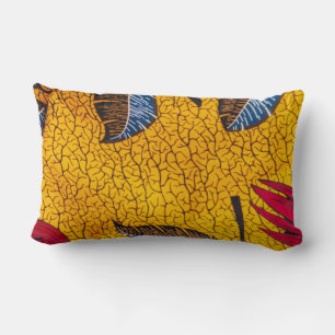 Vibrant Yellow Ankara African Wax Print Fabric Lumbar Pillow
