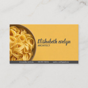 Vibrant Yellow Background with Pasta Bowl g23 Business Card