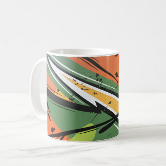 Vibrant yellow, black, and Green Abstract Motion Coffee Mug