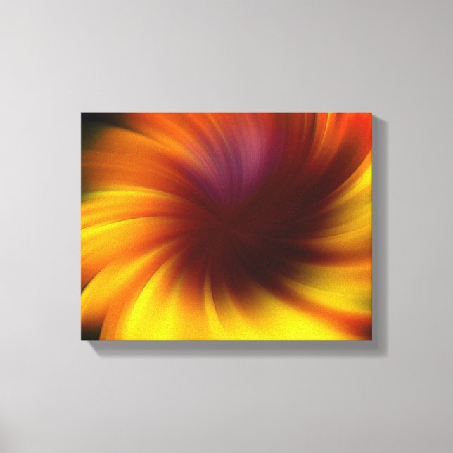 Vibrant Yellow Brown Swirls Abstract Canvas Print (Front)