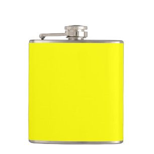Vibrant Yellow Fluo Delight Ready to Customize Hip Flask