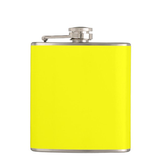 Vibrant Yellow Fluo Delight Ready to Customize Hip Flask (Front)