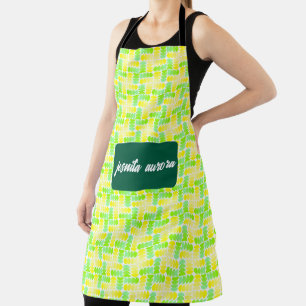 Vibrant Yellow & Green Geometric Cross Pattern Apron
