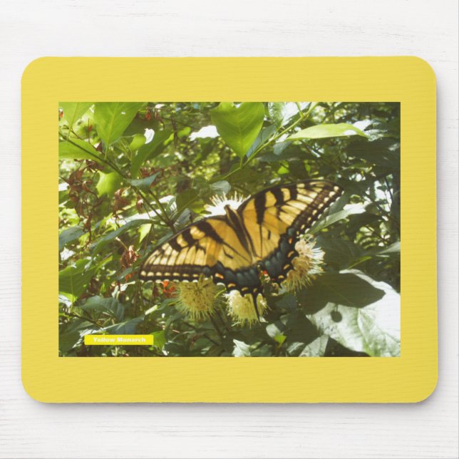 Vibrant Yellow Monarch Mouse Pad (Front)