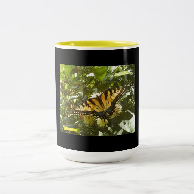Vibrant Yellow  Monarch Two-Tone Coffee Mug (Center)