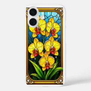 Vibrant Yellow Orchids in Ornamental Gold Frame iPhone 16 Case